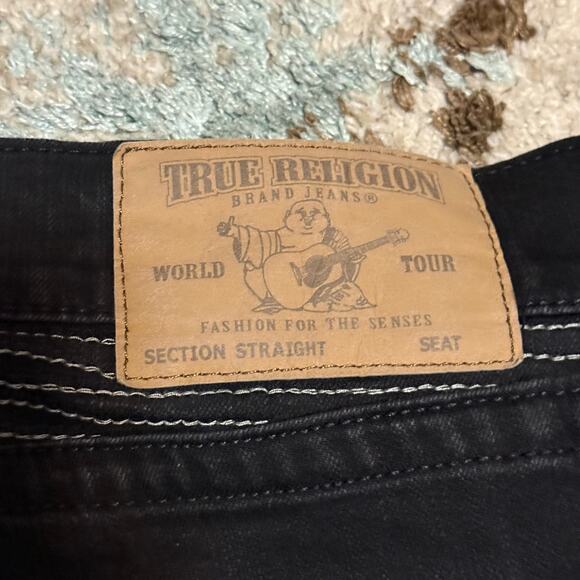 True Religion Mens Straight Black Jeans Size 42x32 Y2K - Picture 4 of 7